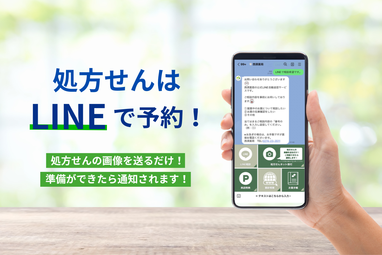 西須薬局は処方せんのネット受付を無料で利用できます。